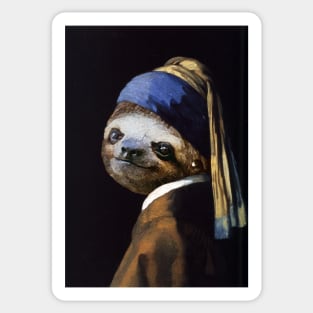 The Sloth with a Pearl Earring - Print / Home Decor / Wall Art / Poster / Gift / Birthday / Sloth Lover Gift / Animal print Canvas Print Sticker